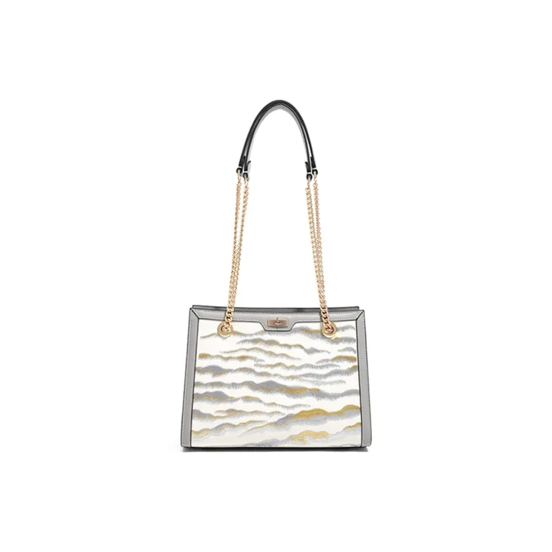 Forever Lucky Genuine Leather Shoulder Bag Medium Size Women's Gold Brown Smoke And Mist Silver Gray-6