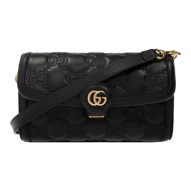 GUCCI GG Matelassé Leather WOC Baguette Bag Shoulder Bag Crossbody Bag Women's Black-0