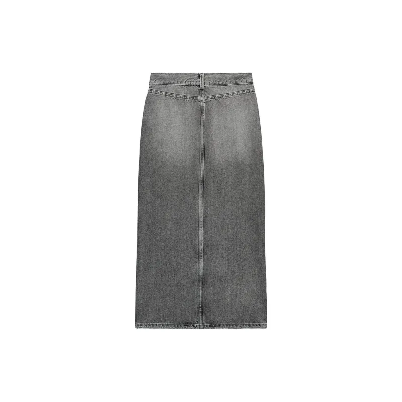 ZARA Casual Long Skirt Women's Gray-1