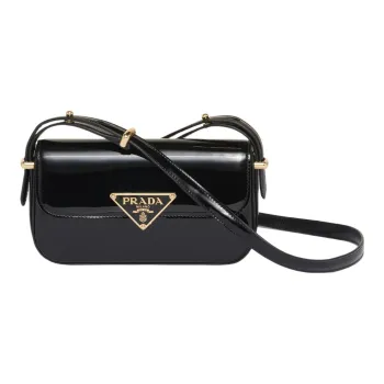 PRADA Patent Leather, Leather Crossbody Bag, Shoulder Bag Women's Black