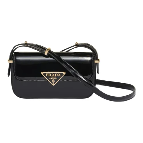 PRADA Patent Leather, Leather Crossbody Bag, Shoulder Bag Women's Black