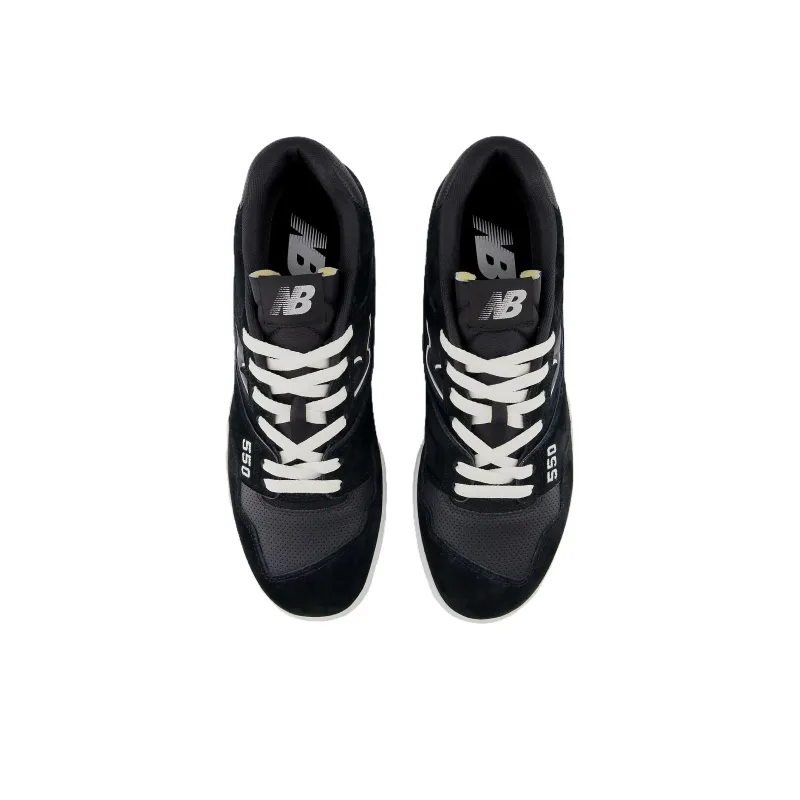 New Balance 550 Suede Perforated Leather Black White-3