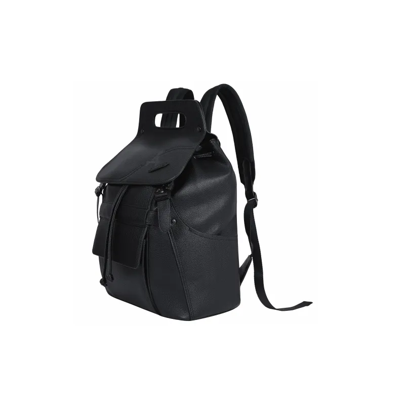 KONADCT Microfiber Synthetic Leather Flap Leather Backpack For Business And Laptop Large Size Unisex Black-1