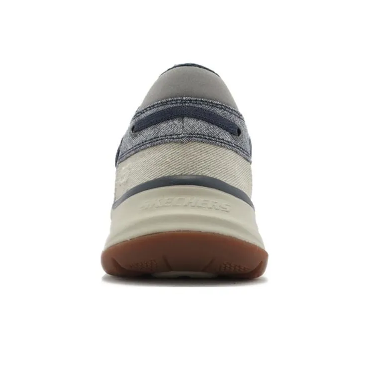 Skechers Bucknell-HAWN Cushioning Wear-Resistant Low-Top Casual Shoes Men's Gray Dark Blue-3