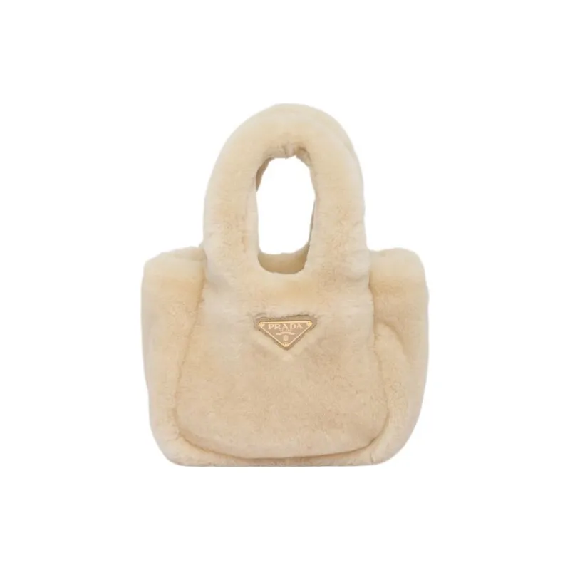 PRADA Shearling Handbag Mini Women's Natural Color-0