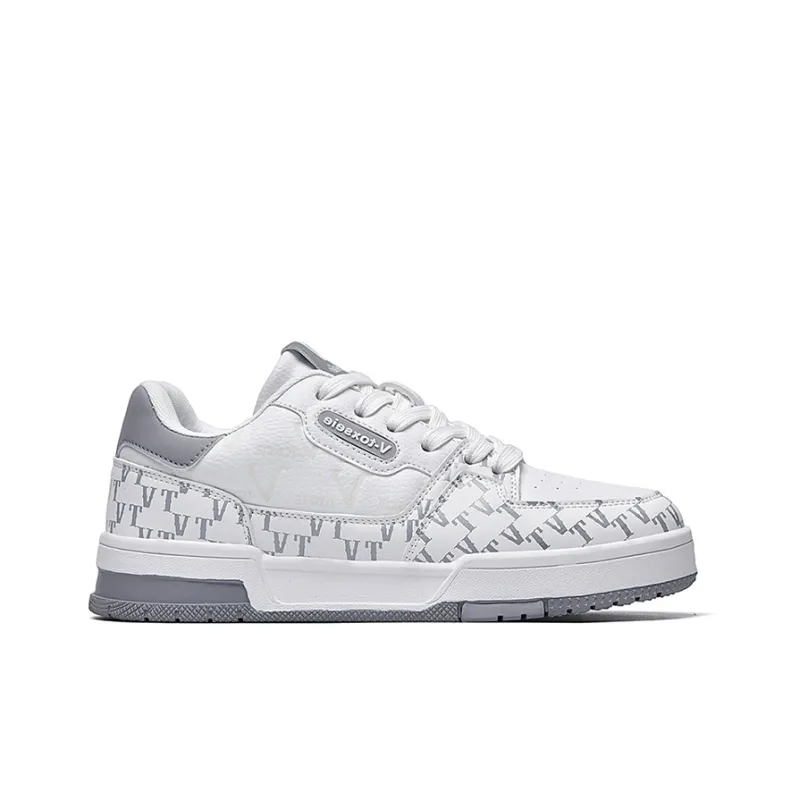 V TOXSEIE Low Top Skateboard Shoes Unisex White Gray-1