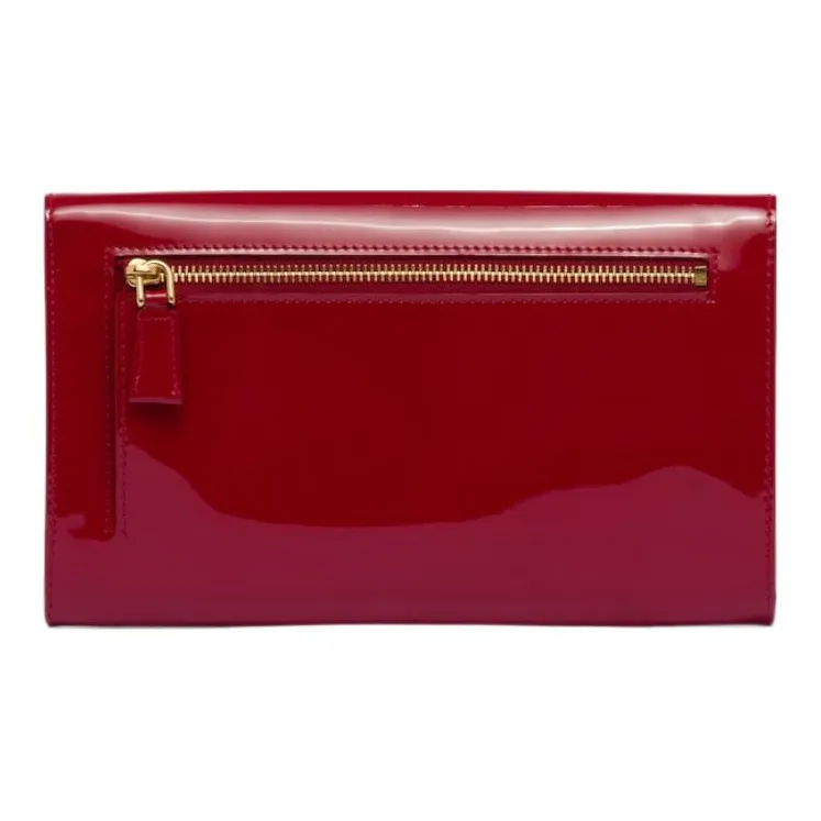 PRADA Leather Clutch Mini Women's Cherry Red-1