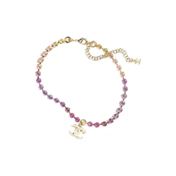 CHANEL Metal With Rhinestones Necklaces Women's Gold/Pink
