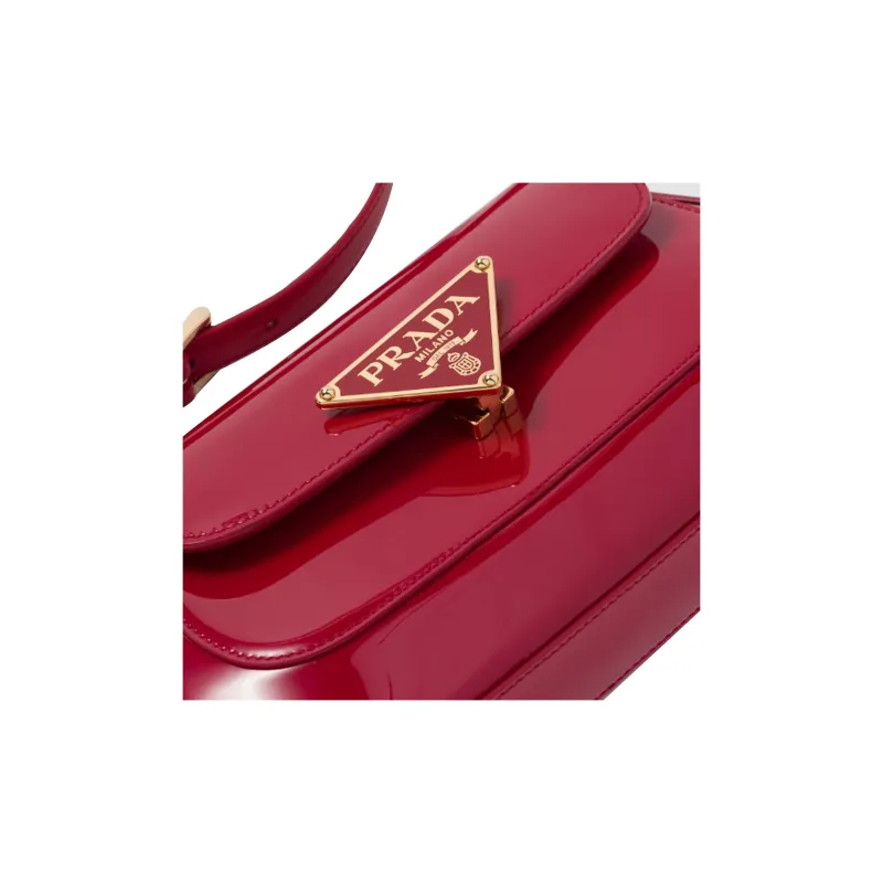 PRADA Patent Leather Shoulder Bag Regular Women's Cherry Red-4