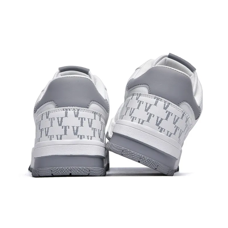 V TOXSEIE Low Top Skateboard Shoes Unisex White Gray-3