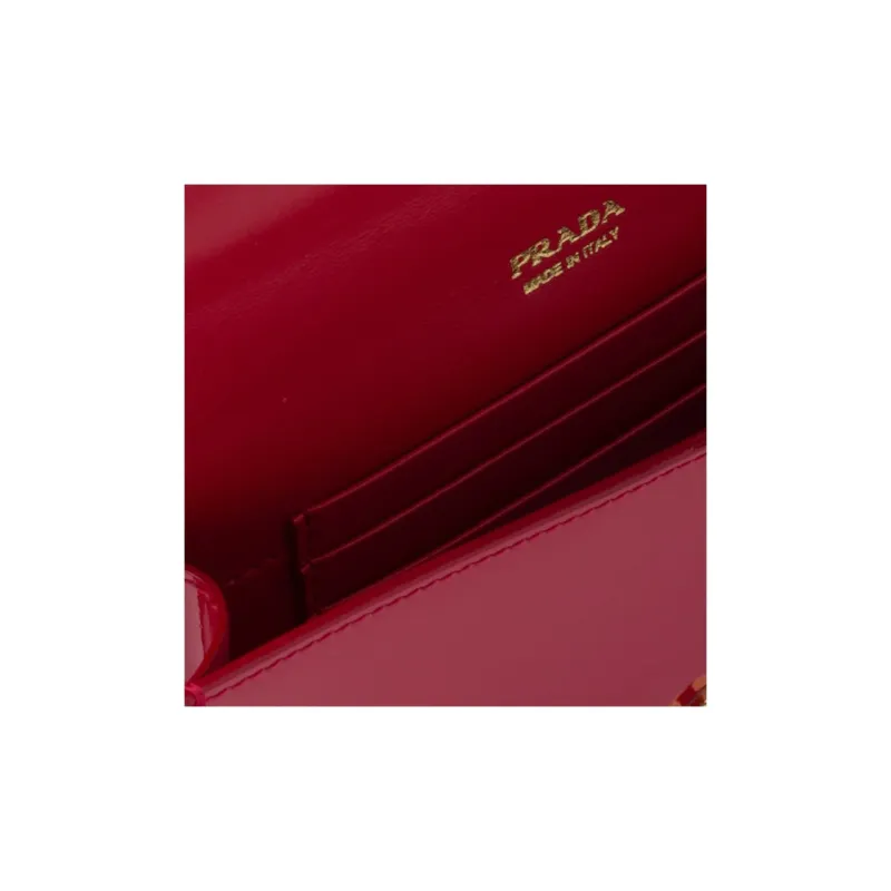 PRADA Leather Clutch Mini Women's Cherry Red-4
