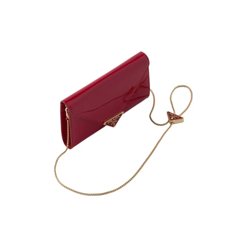 PRADA Leather Clutch Mini Women's Cherry Red-2