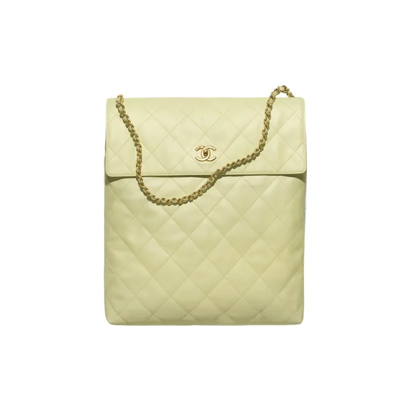 CHANEL Calfskin Hippie Bag, Crossbody Bag, Shoulder Bag Extra Large Women's Yellow Green-0
