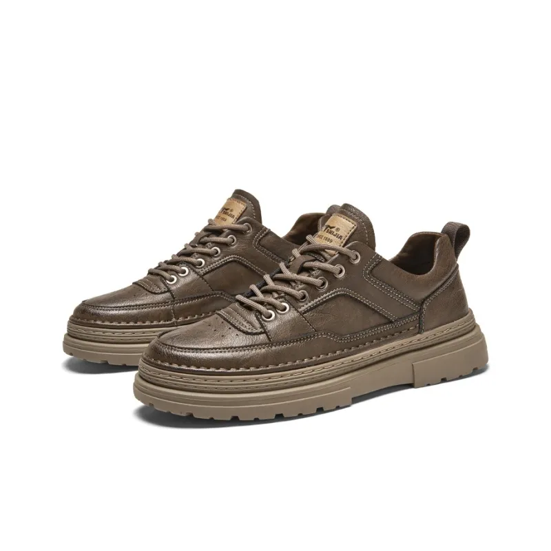 G.N.SHIJIA Men's Casual Shoes Men Low Top Black/Khaki-2