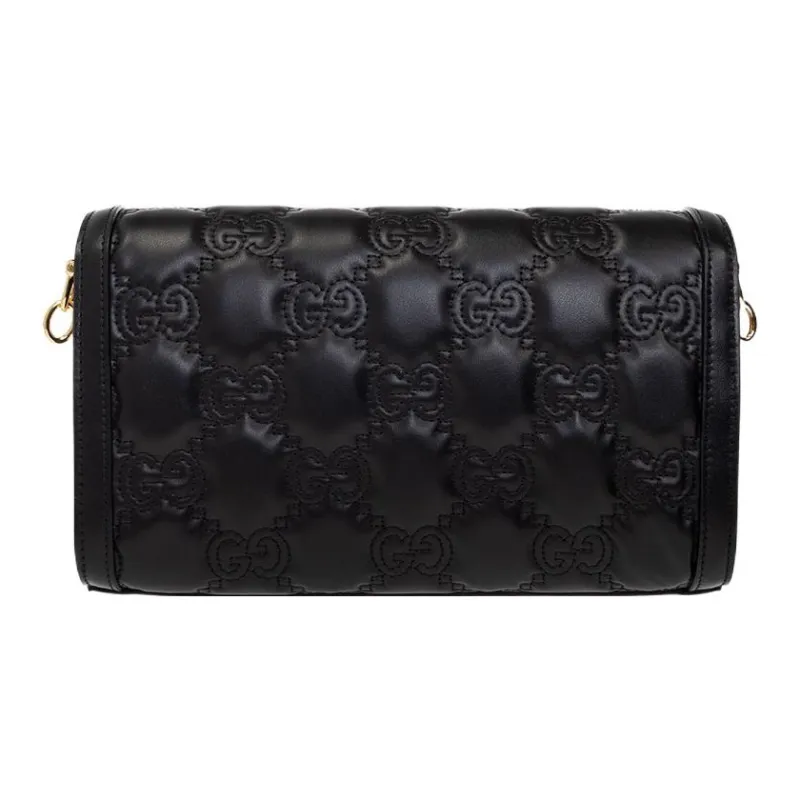 GUCCI GG Matelassé Leather WOC Baguette Bag Shoulder Bag Crossbody Bag Women's Black-2