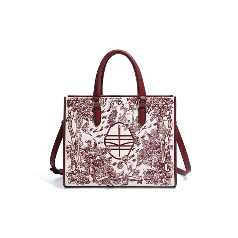Forever Lucky Cow Leather Fashion Casual Commute Versatile Crossbody Tote Large Size Women's Sapphire Blue/Burgundy-6