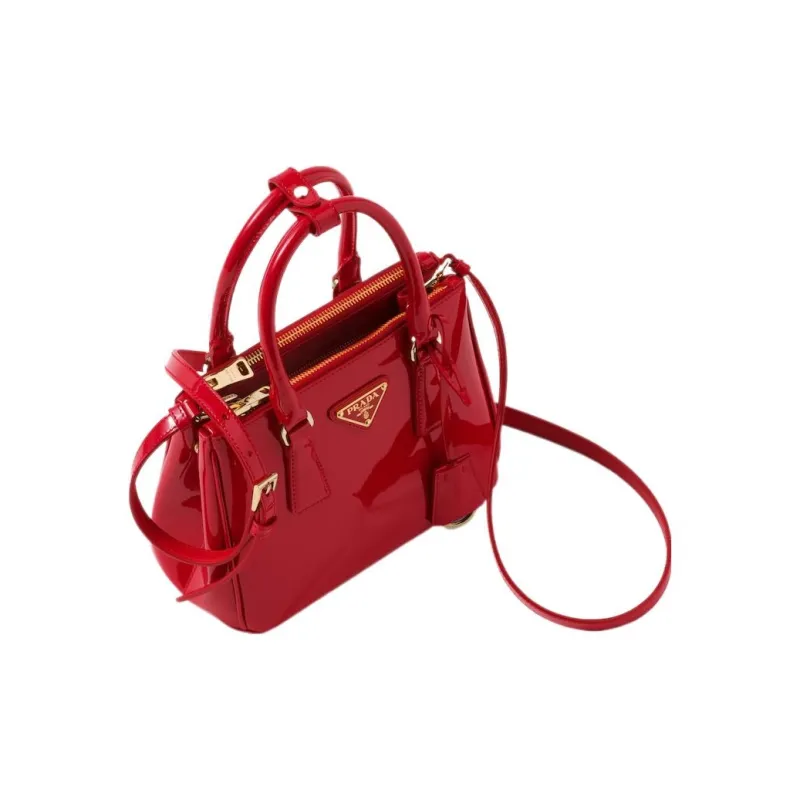 PRADA Patent Leather Shoulder Bag Crossbody Bag Handbag Mini Women's Cherry Red-1