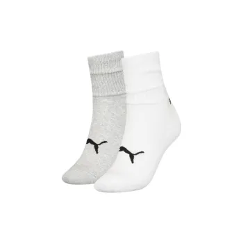 PUMA Women's Slouch Crew Socks 2 Pack Mid-Calf Socks Women's 2 Pack White+Gray