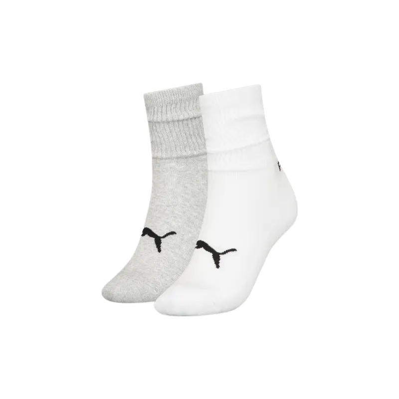 PUMA Women's Slouch Crew Socks 2 Pack Mid-Calf Socks Women's 2 Pack White+Gray-0