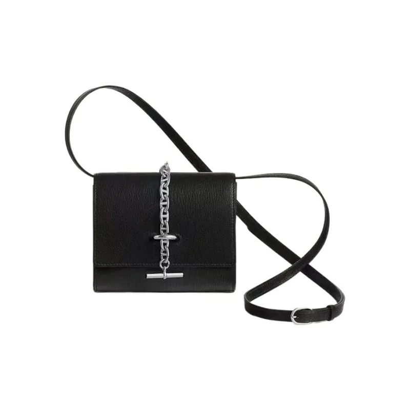 HERMES Chamkila Goat Skin Crossbody Bag, Wallet Women's 89 Noir Black-0