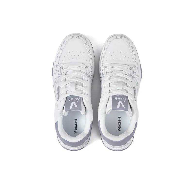 V TOXSEIE Low Top Skateboard Shoes Unisex White Gray-2