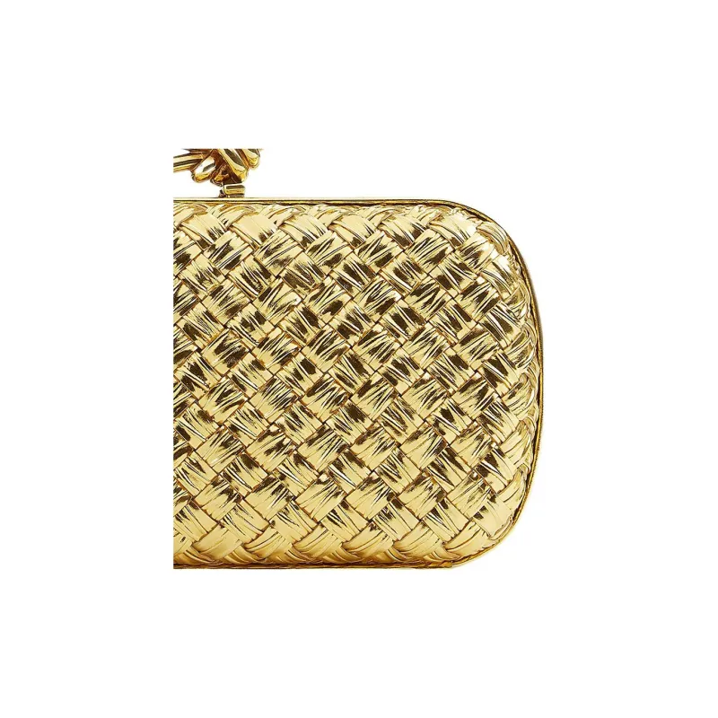 Bottega Veneta Knot Minaudiere Pressed Intreccio Gold-4