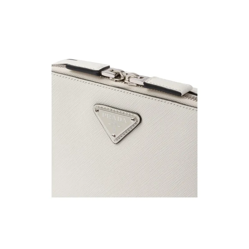 PRADA Brique Leather Crossbody Bag Shoulder Bag Men's White-3