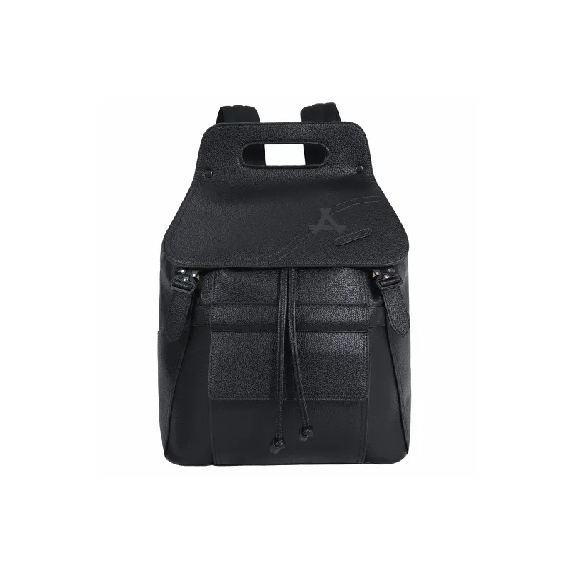 KONADCT Microfiber Synthetic Leather Flap Leather Backpack For Business And Laptop Large Size Unisex Black-0