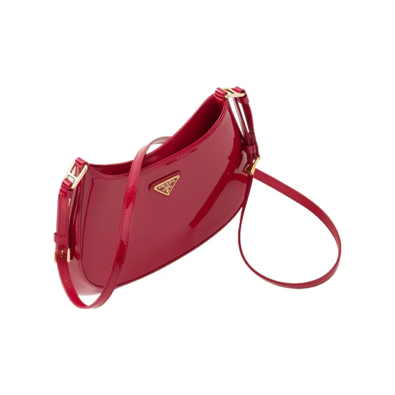 PRADA Patent Leather Portable Crossbody Bag Shoulder Bag Women's Cherry Red-2