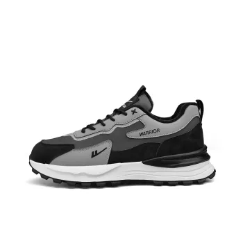 Warrior Cushioned Anti Slip Wear Resistant Breathable And Warm Low Top Running Shoes Men's Gray Black