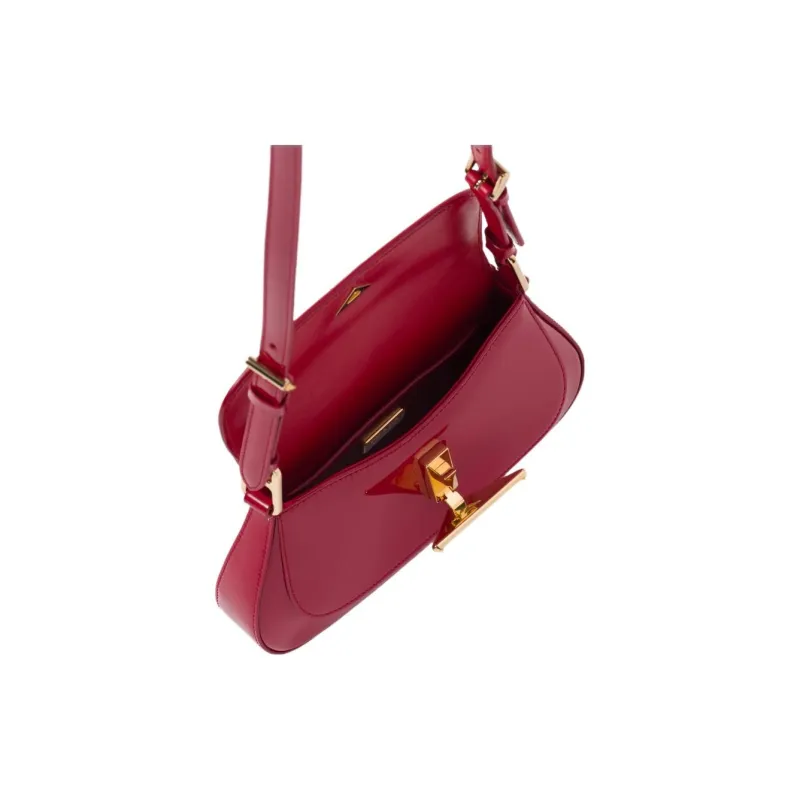 PRADA Patent Leather Shoulder Bag Regular Women's Cherry Red-2