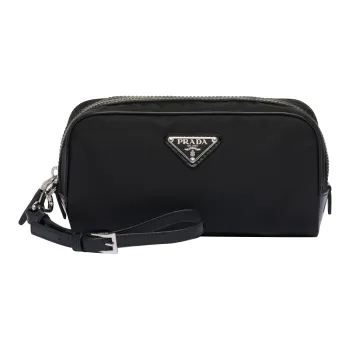 PRADA Re Nylon Fabric With Leather Clutch Regular Men's Black