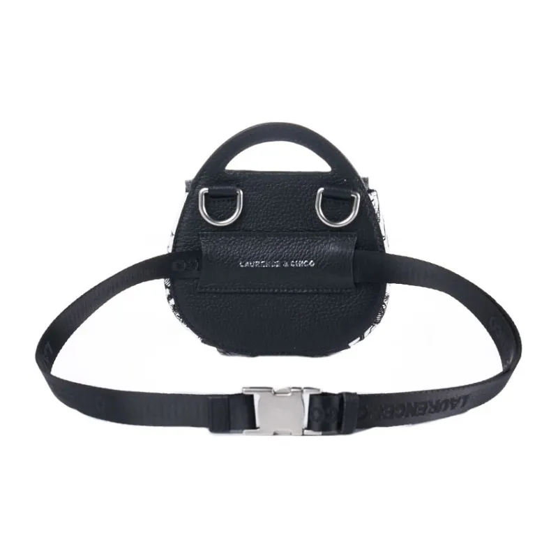Laurence & Chico Cotton Shoulder Bag, Crossbody Bag, Handbag Small Size Women's Black White-4