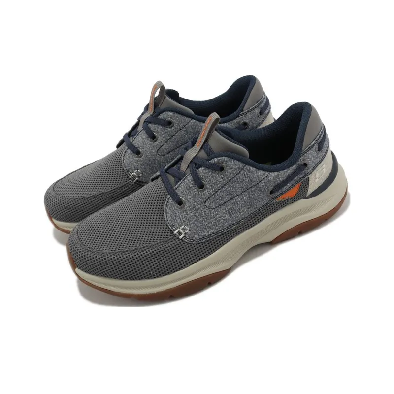 Skechers Bucknell-HAWN Cushioning Wear-Resistant Low-Top Casual Shoes Men's Gray Dark Blue-2
