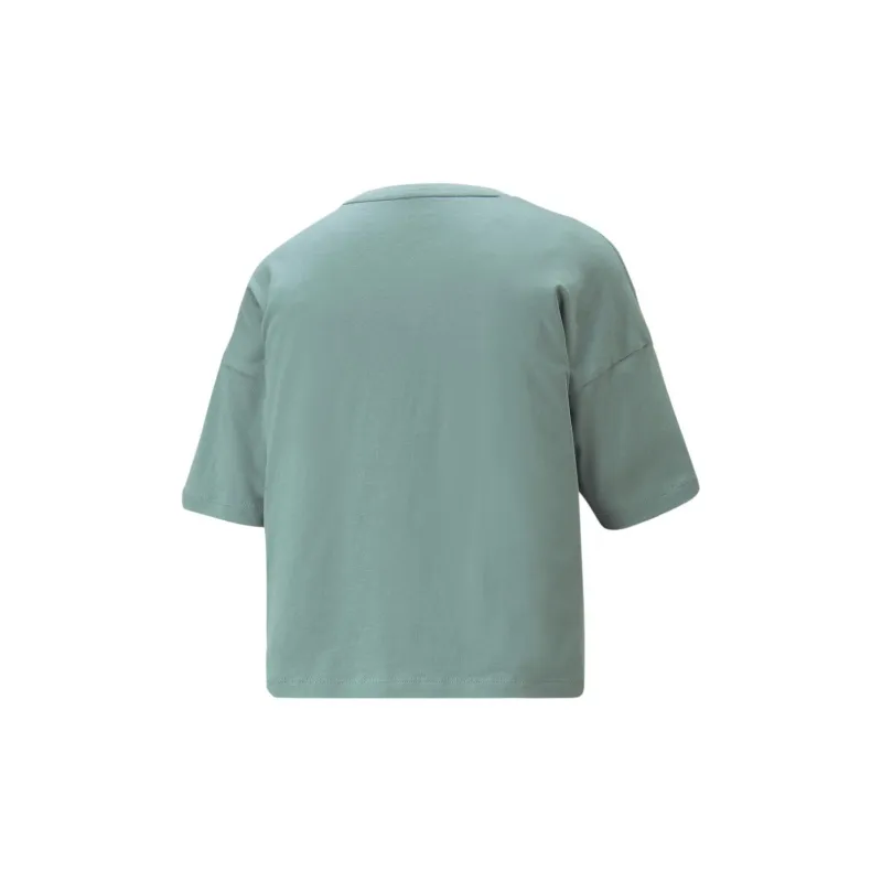 PUMA Essentials Cropped Logo Tee T-Shirt Women's Green-1
