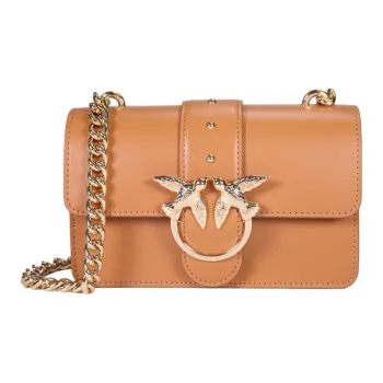 PINKO Cow Leather Chain Bag Swan Bag Shoulder Bag Crossbody Bag Small Size Women's Brown