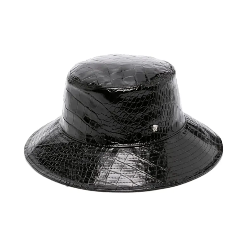 VERSACE Crocodile embossed Leather Bucket Hat-0