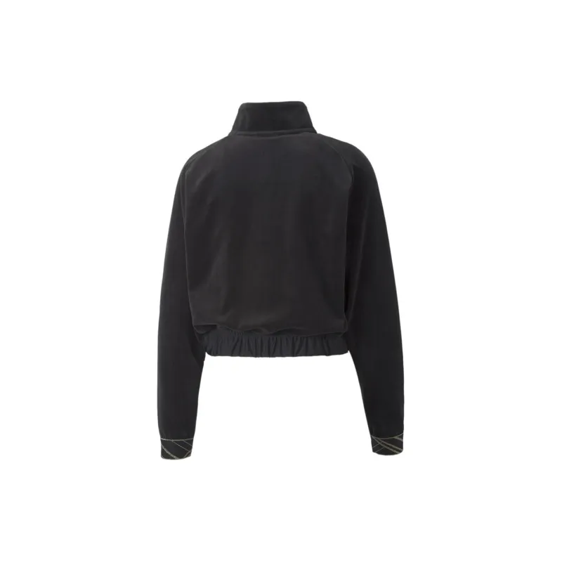 PUMA Deco Glam Velour Full Zip Velvet-feel Coat Women's Black-1