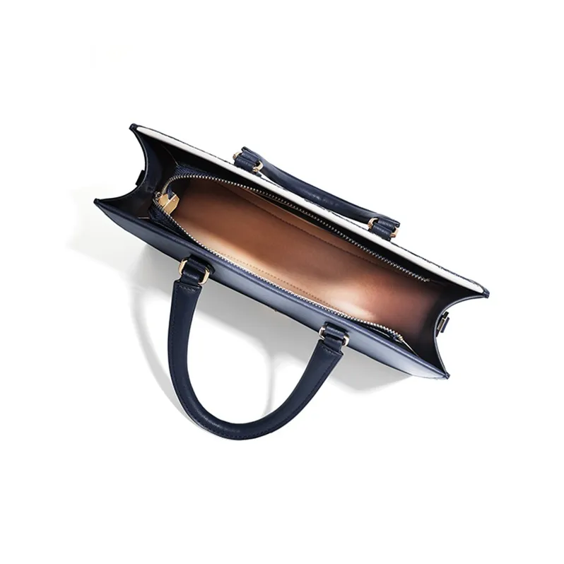 Forever Lucky Cow Leather Fashion Casual Commute Versatile Crossbody Tote Large Size Women's Sapphire Blue/Burgundy-4