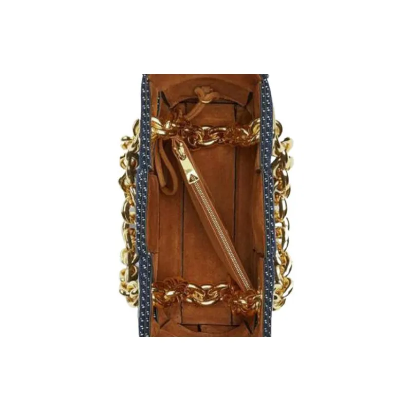 Bottega Veneta Chain Holder Denim Bag Blue-4