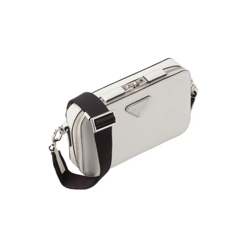 PRADA Brique Leather Crossbody Bag Shoulder Bag Men's White-2