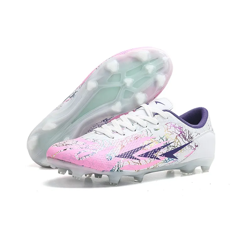 MEIKE Hundred Steps And Arrow Through The Target Soccer Shoes Unisex White Pink-4