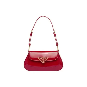 PRADA Patent Leather Shoulder Bag Regular Women's Cherry Red