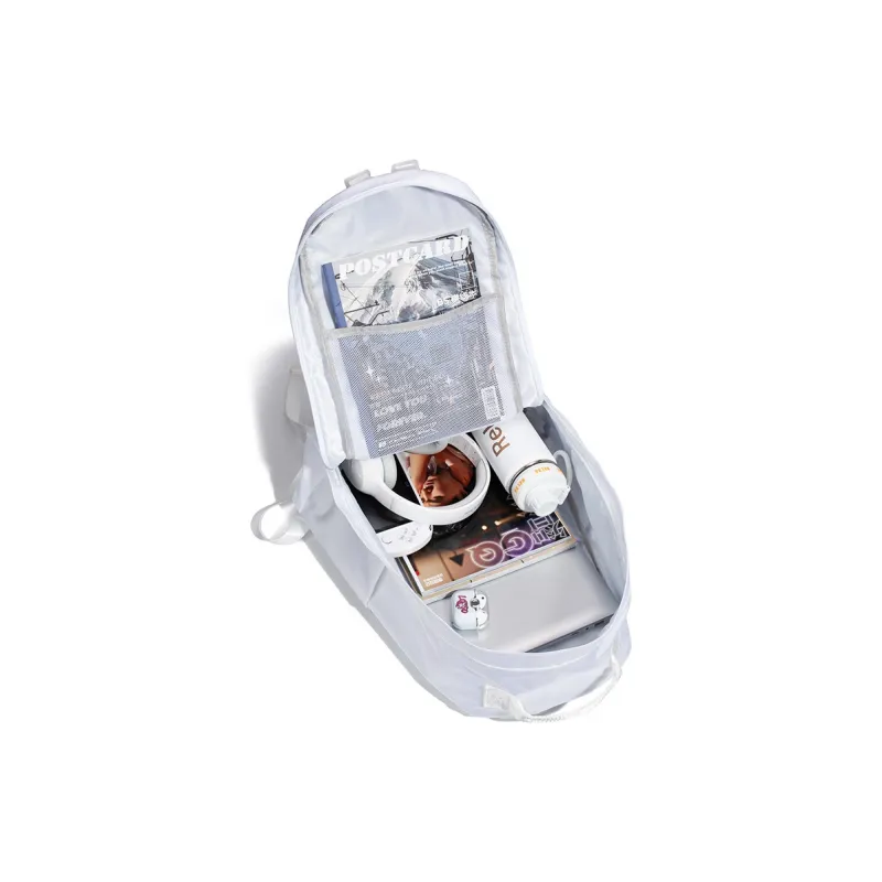 LOVERPUSS Polyester Casual Sports Double-Shoulder Backpack Regular Unisex Dazzling Color White-2