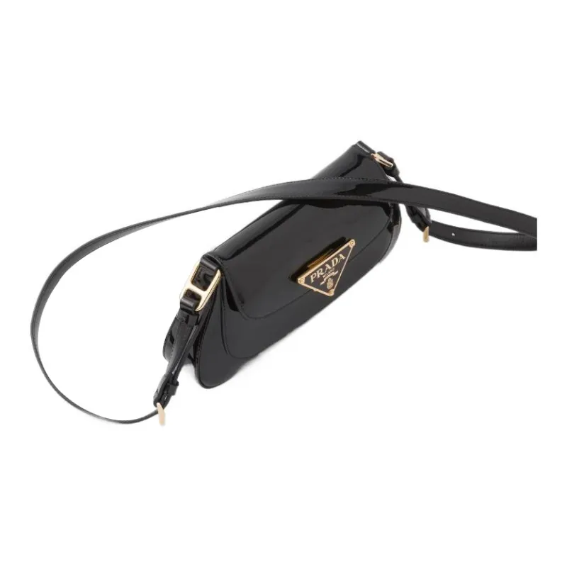PRADA Patent Leather Shoulder Bag Regular Women's Black-1