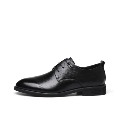 LUOGOKS Dress Shoes Men Low-Top Black