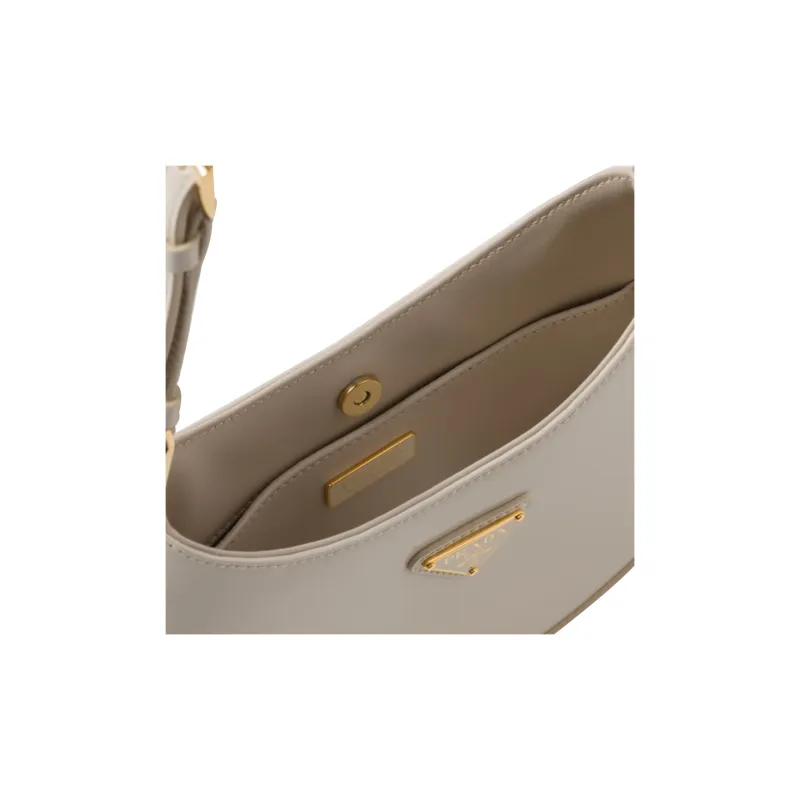 PRADA Patent Leather Hobo Bag Shoulder Bag Women's Ivory White-2