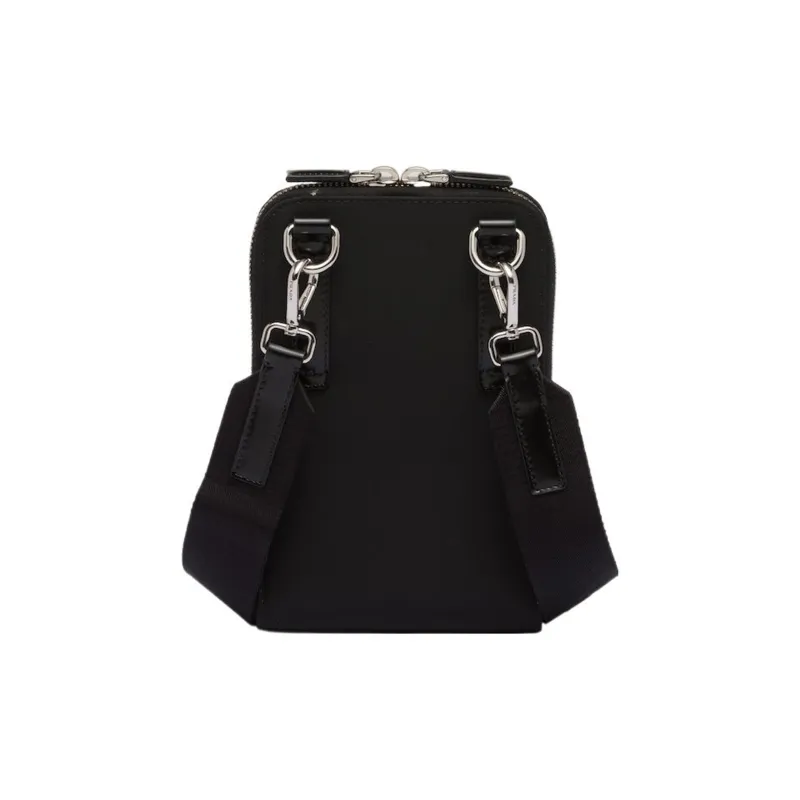 PRADA Fabric With Leather One Shoulder Crossbody Cell Phone Pouch Regular Men's Black-2