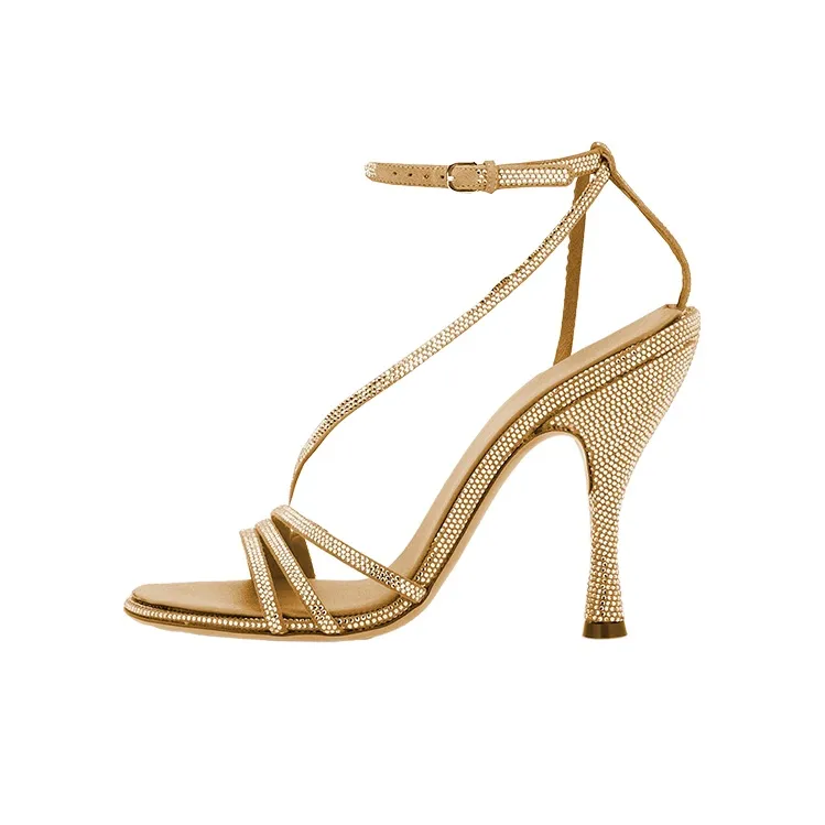 FERRAGAMO 105mm Crystal-embellished Leather Sandals-0