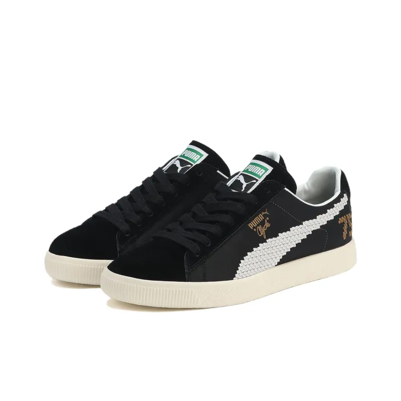 PUMA Clyde MIJ Anti Slip Wear Resistant Low Top Skateboard Shoes Unisex Black White-2